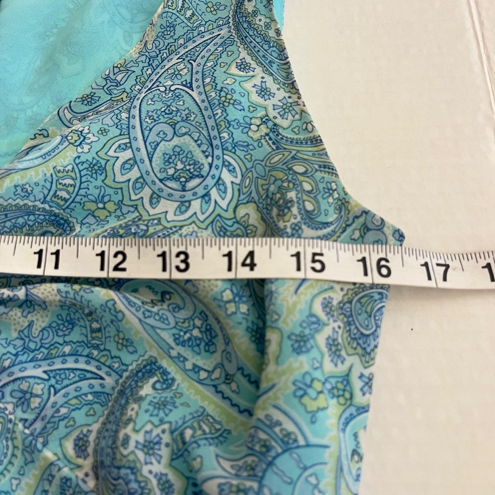 Vintage Ann Taylor Silk Overlay Paisley Babydoll Midi Slip Dress 4 Blue Y2K 90s - Picture 4 of 9